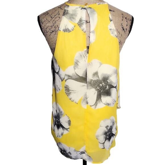 BCX Women's Size Medium Sleeveless Blouse Multilayered Chiffon Gold Hardware - Picture 2 of 8